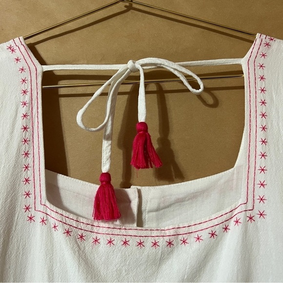 Oak Meadow | Poema Dress Embroidered Tiered Maxi Dress White Pink Size XS - Picture 15 of 16